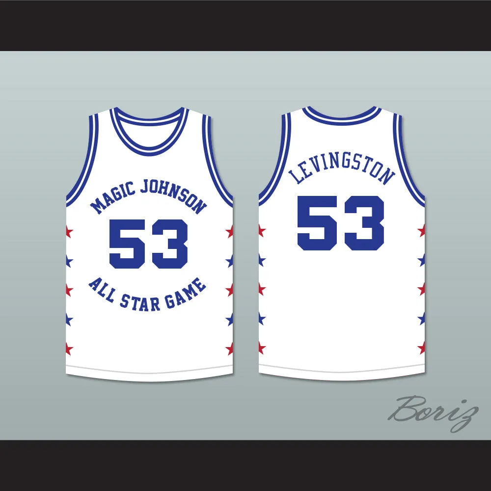 Cliff Levingston 53 Magic Johnson All Star Game White Basketball Jersey 1986 Midsummer Night's Magic Charity Event