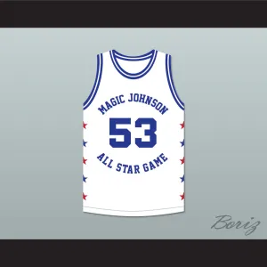 Cliff Levingston 53 Magic Johnson All Star Game White Basketball Jersey 1986 Midsummer Night's Magic Charity Event