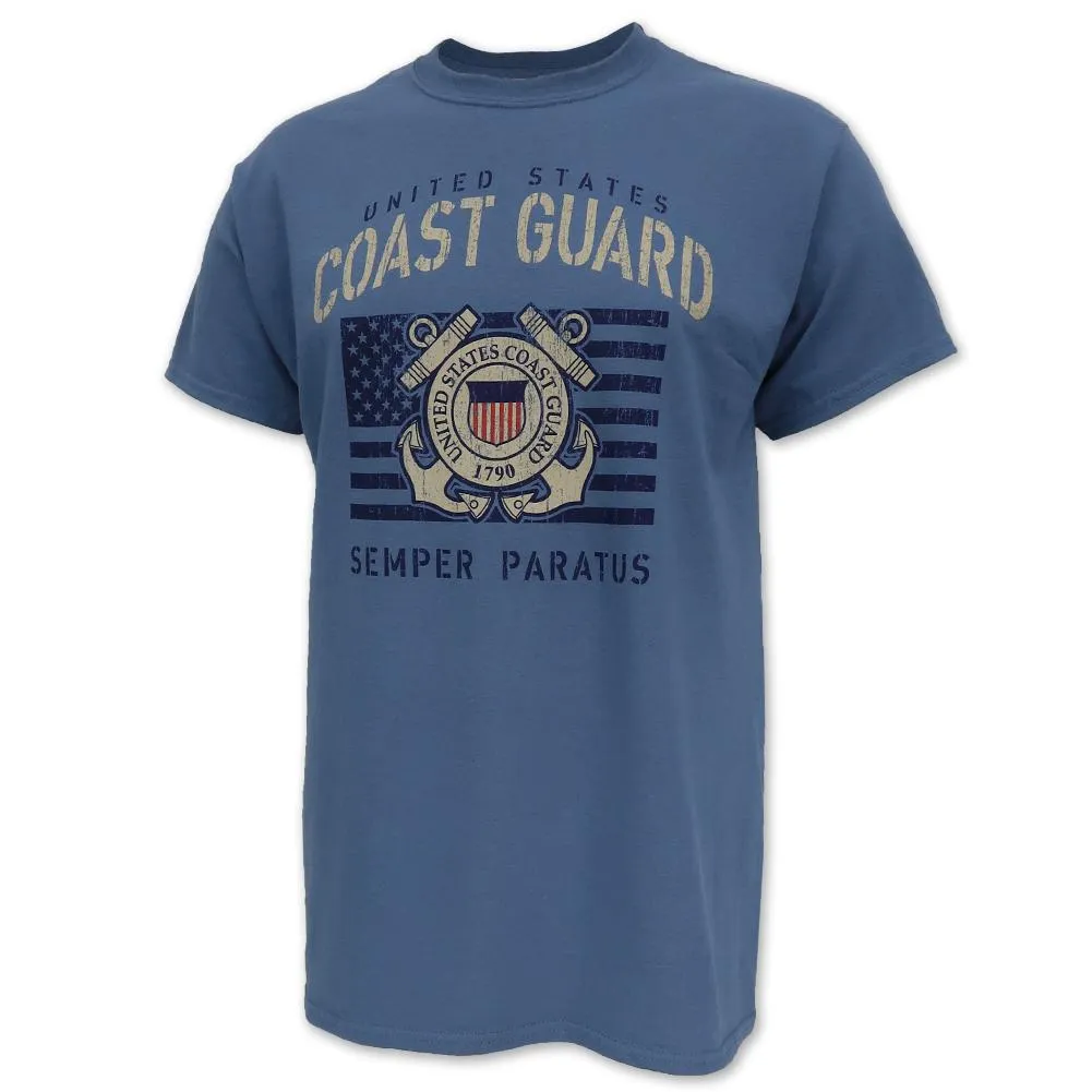 Coast Guard Vintage Stencil T-Shirt (Indigo Blue)