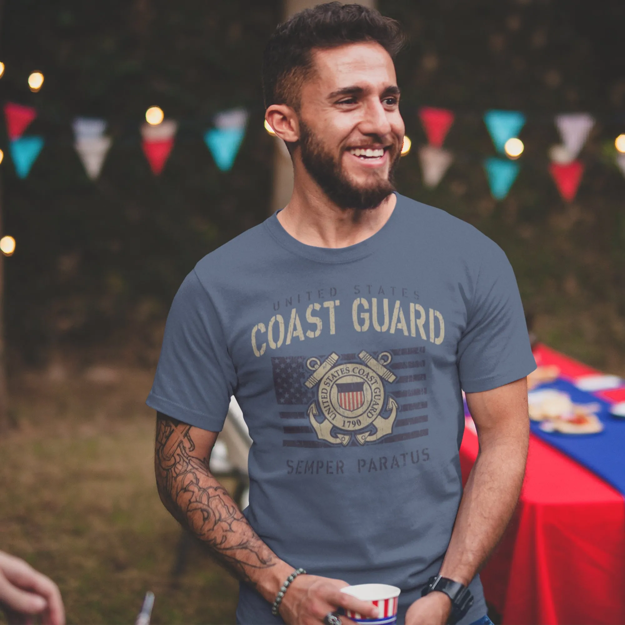 Coast Guard Vintage Stencil T-Shirt (Indigo Blue)