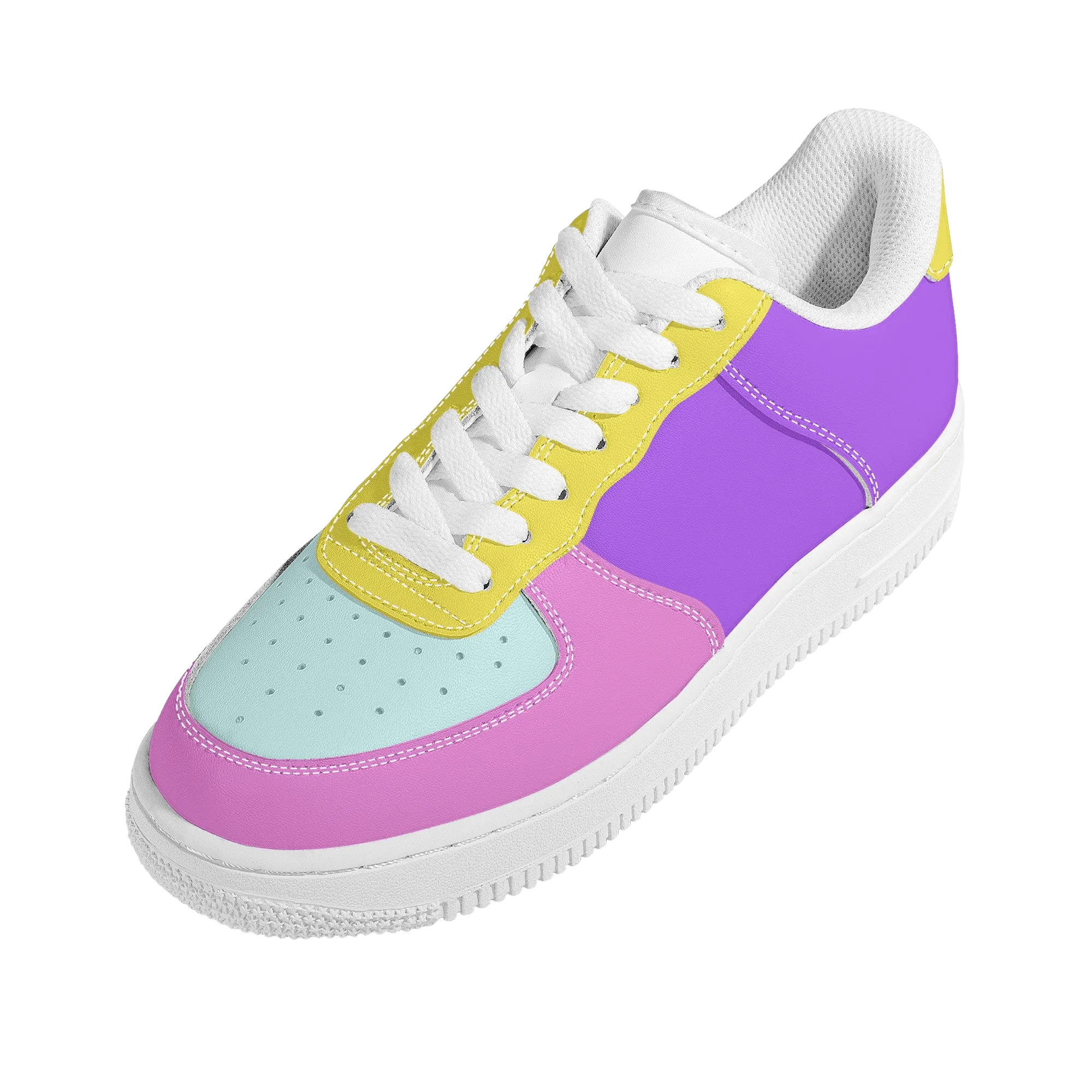 Color Block Low Top Unisex Vegan Leather Sneakers