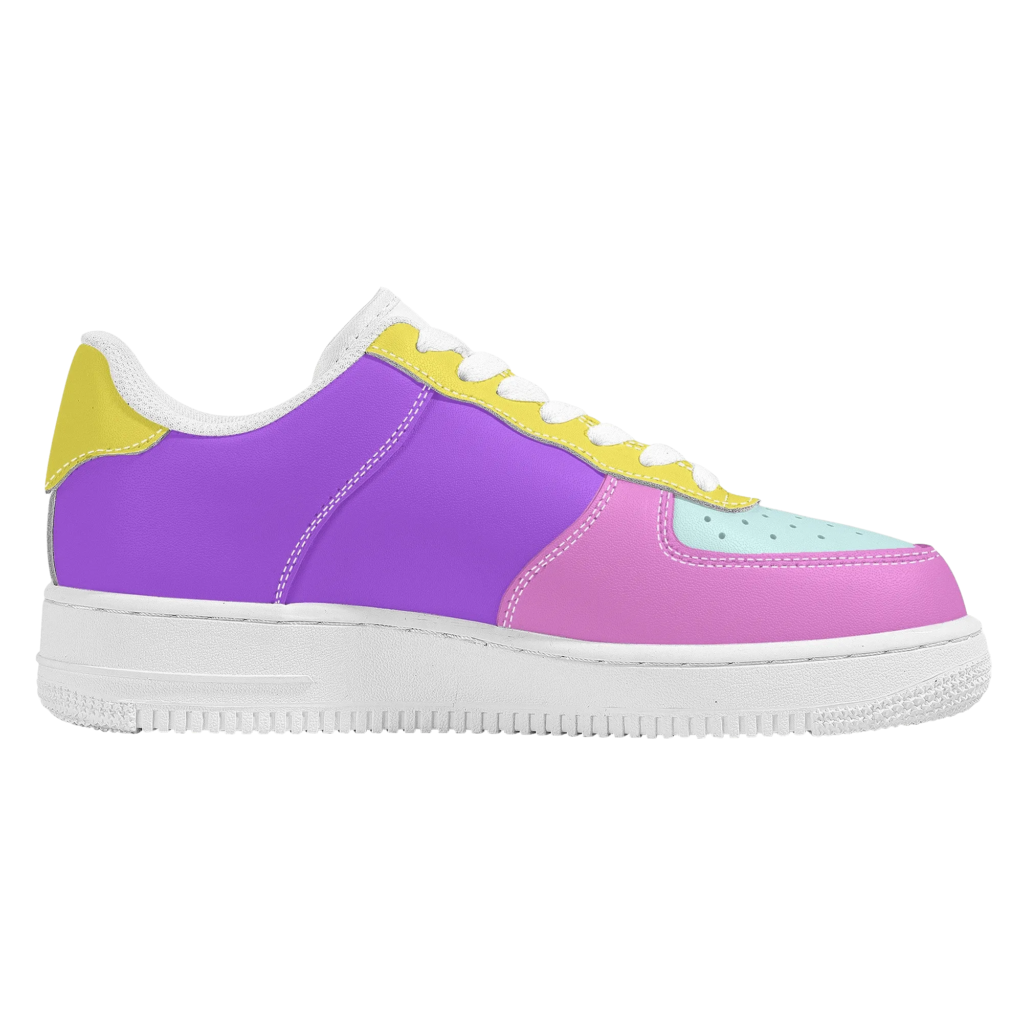 Color Block Low Top Unisex Vegan Leather Sneakers