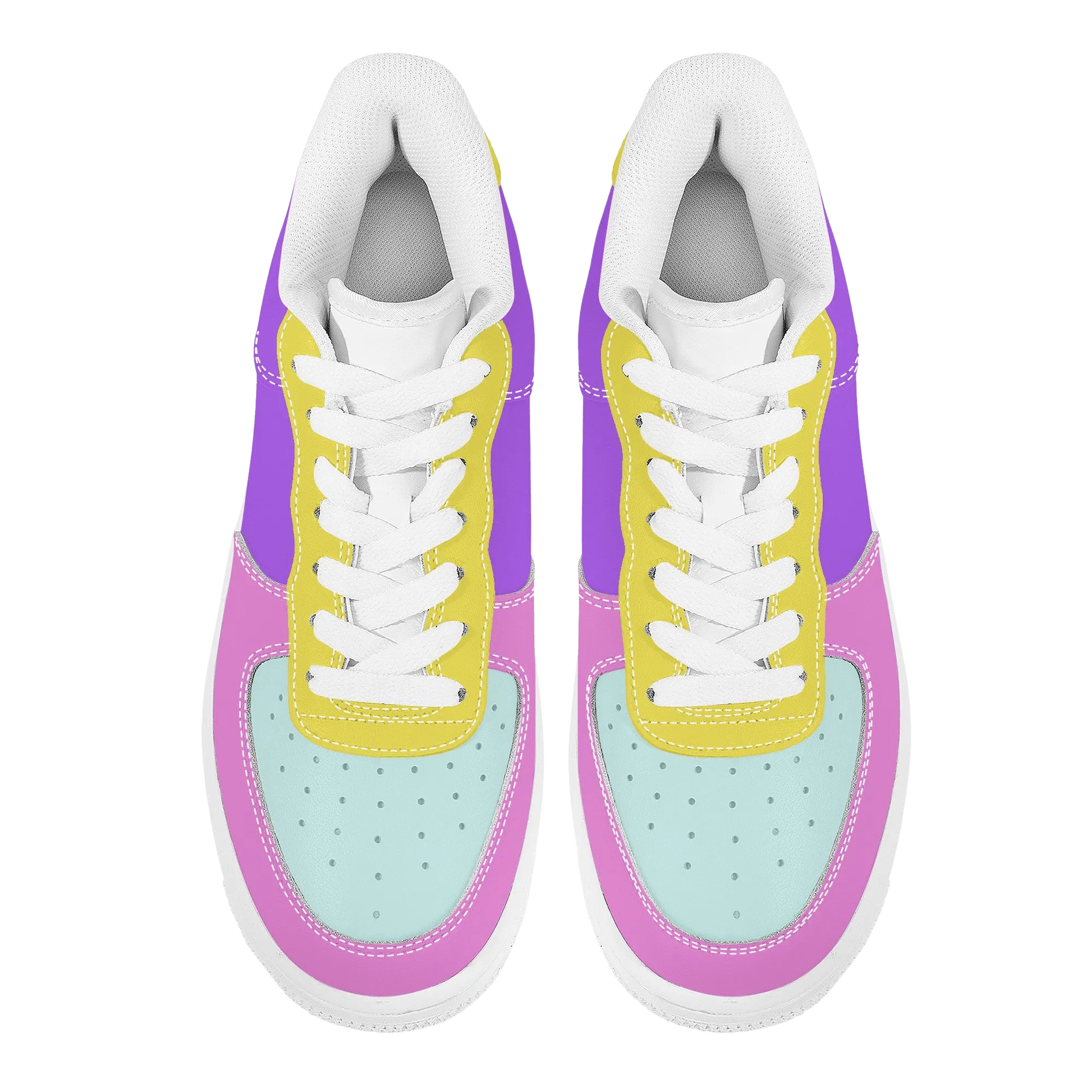 Color Block Low Top Unisex Vegan Leather Sneakers