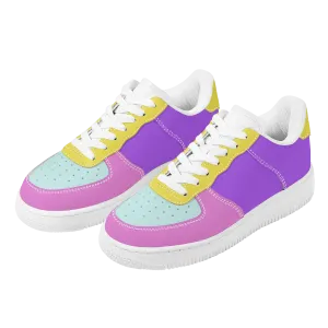 Color Block Low Top Unisex Vegan Leather Sneakers