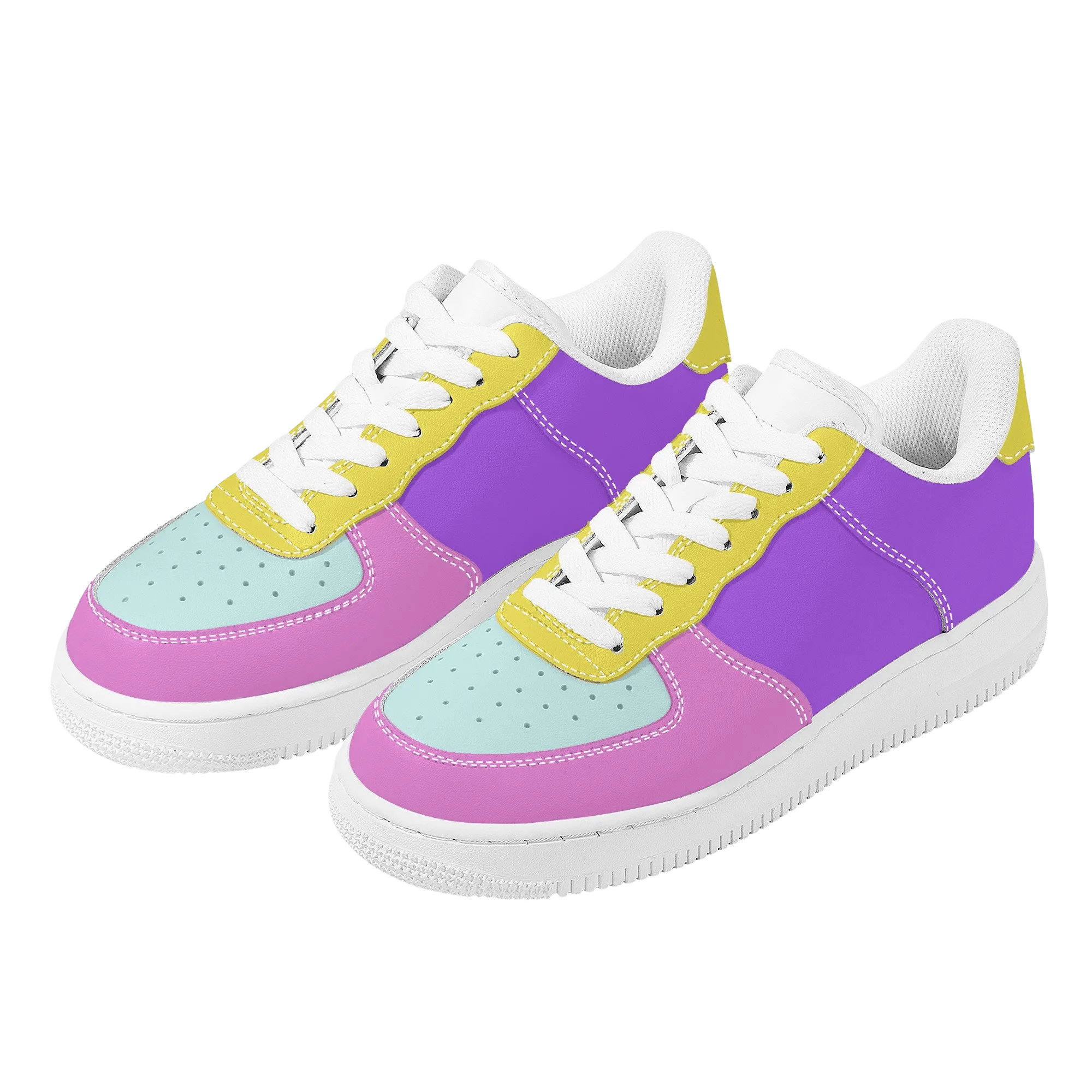 Color Block Low Top Unisex Vegan Leather Sneakers