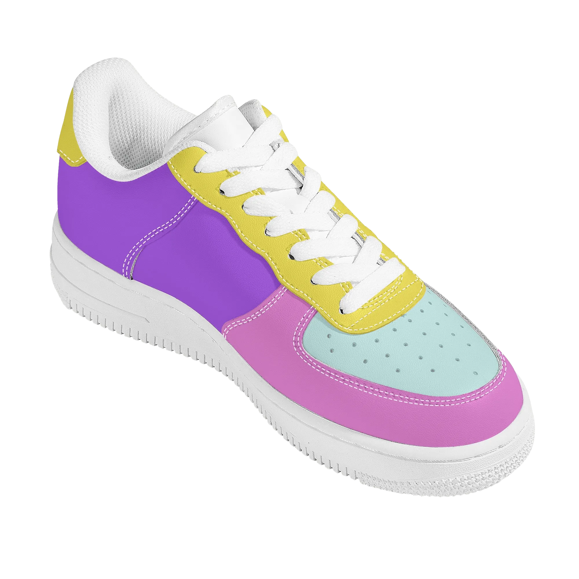 Color Block Low Top Unisex Vegan Leather Sneakers