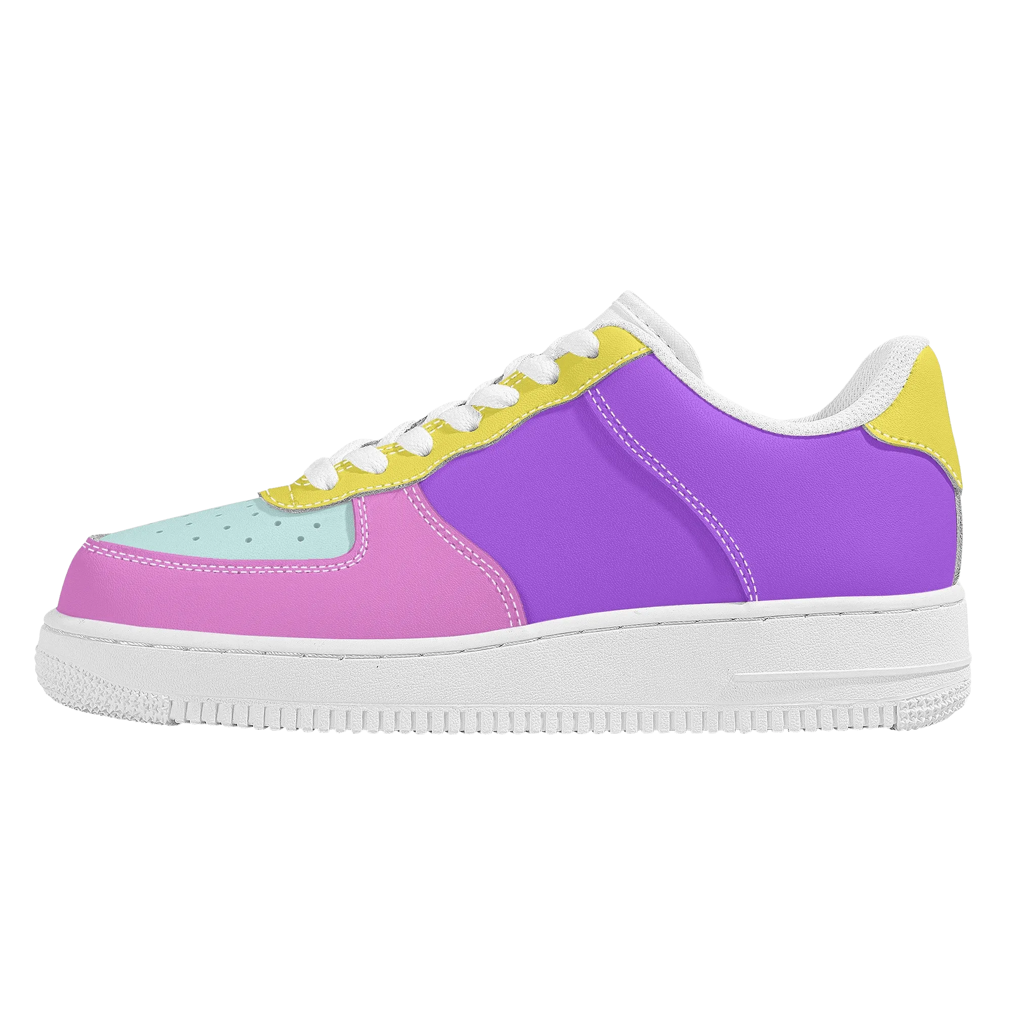 Color Block Low Top Unisex Vegan Leather Sneakers