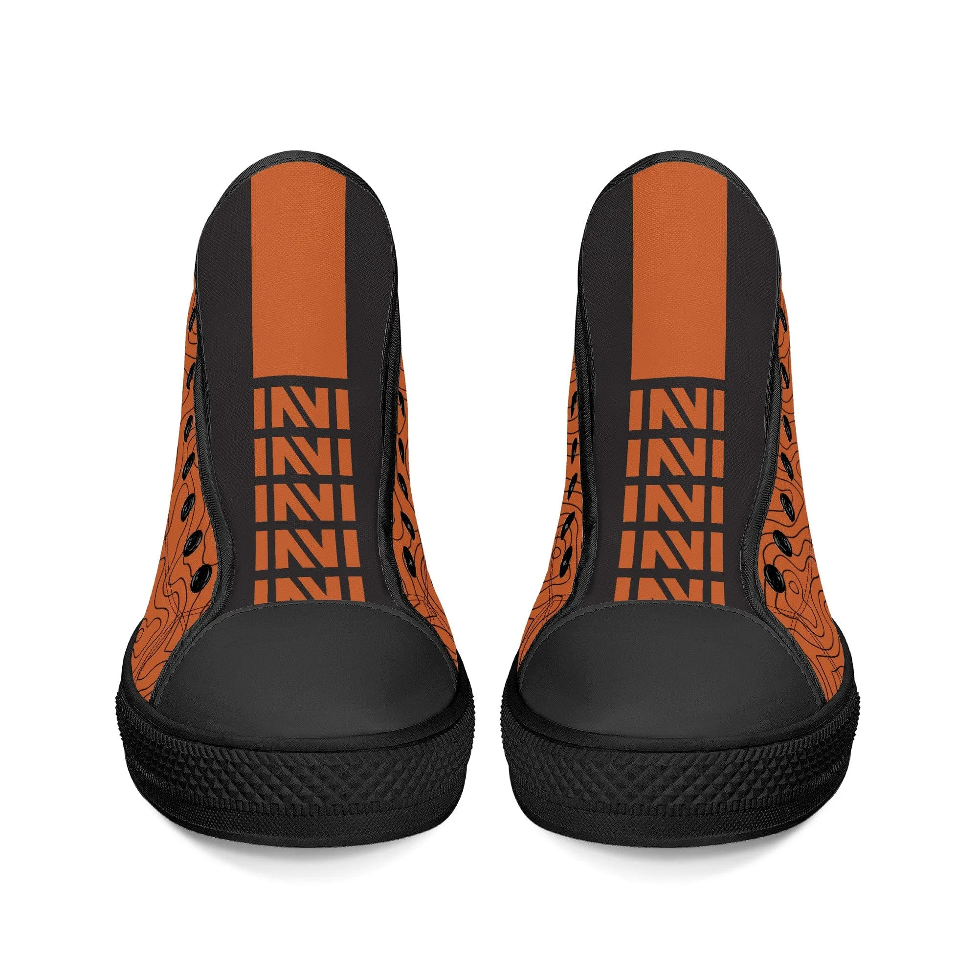 Copper Map High-Top Canvas Shoes - Black