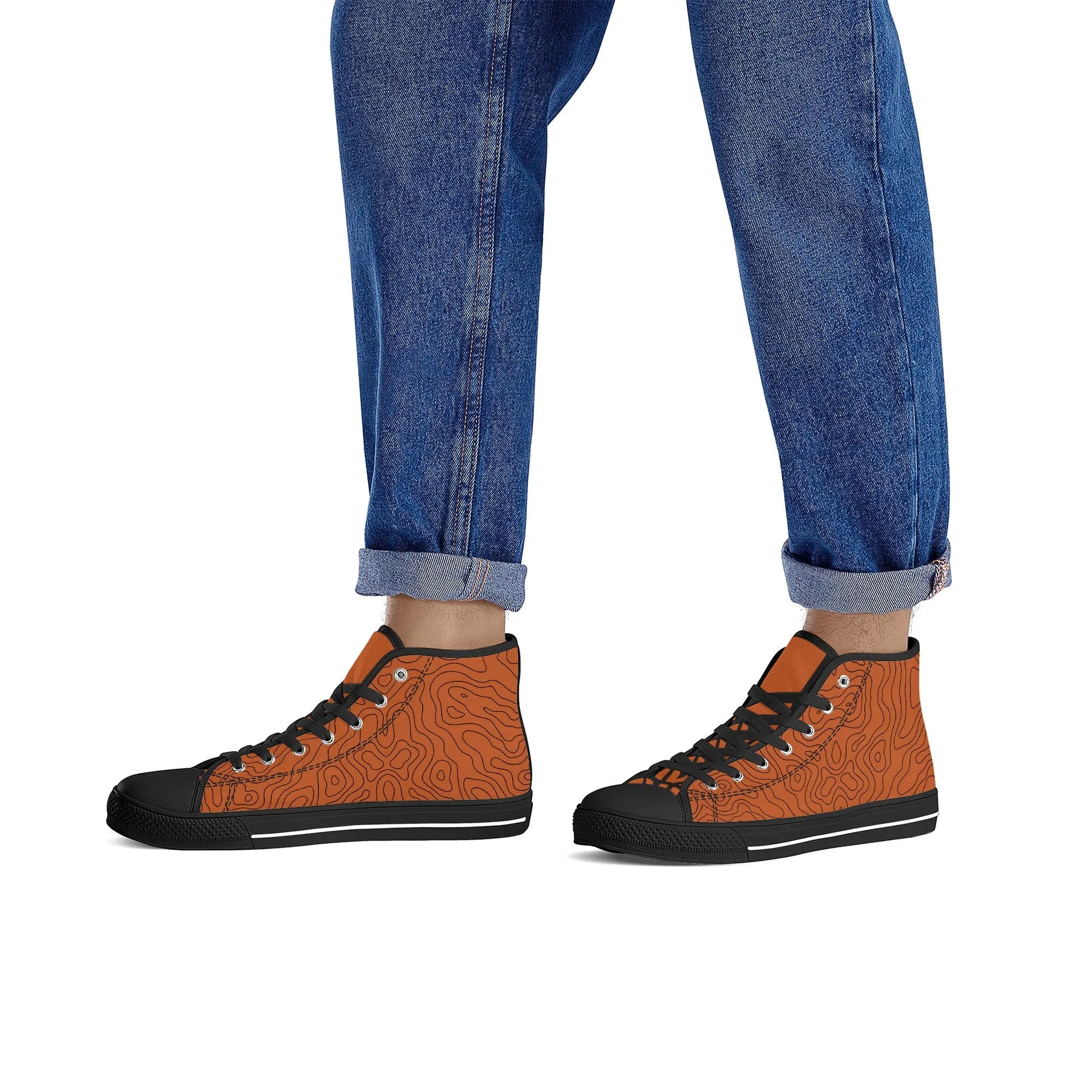 Copper Map High-Top Canvas Shoes - Black