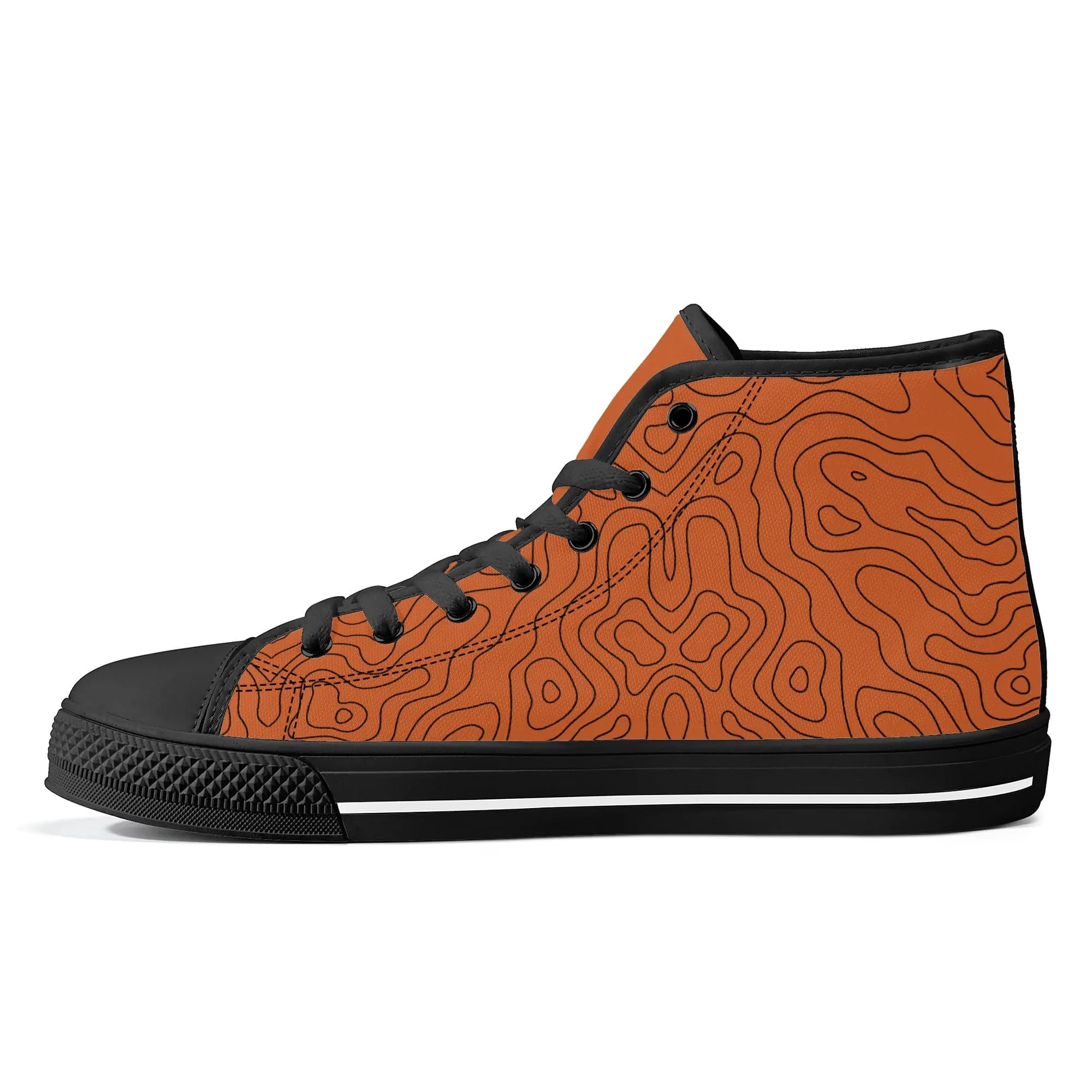 Copper Map High-Top Canvas Shoes - Black