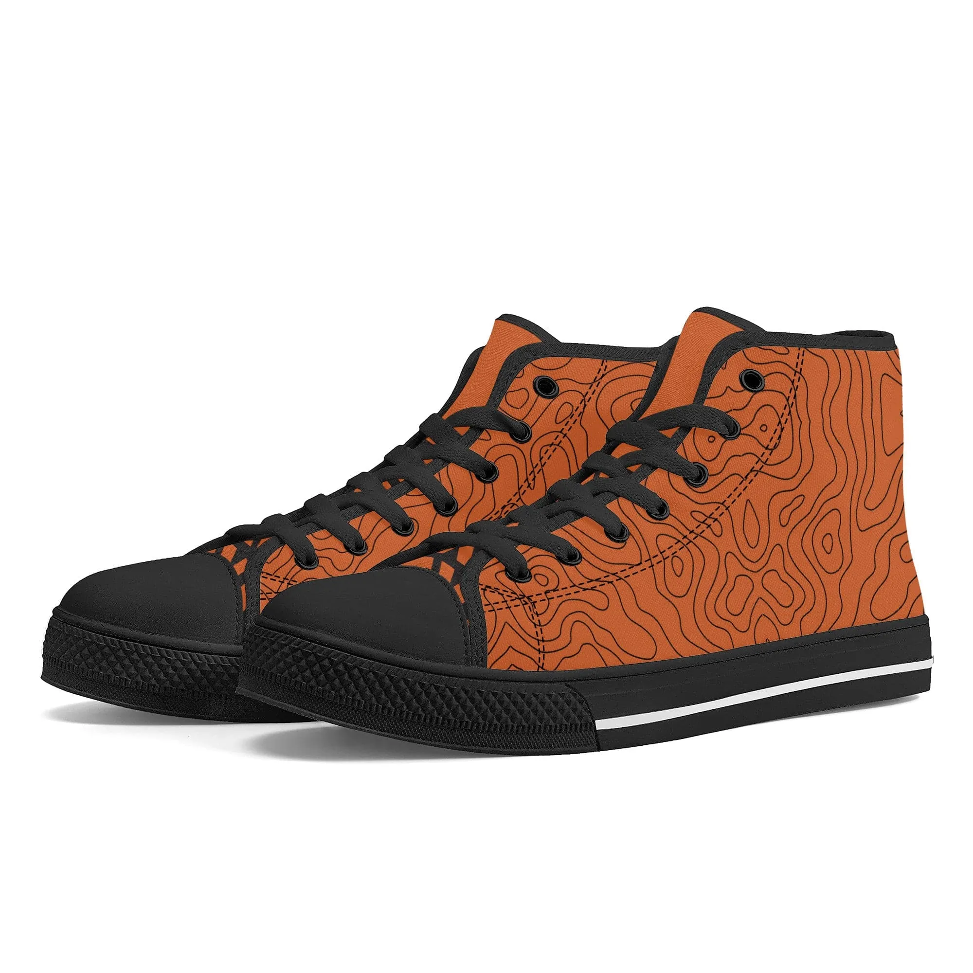 Copper Map High-Top Canvas Shoes - Black