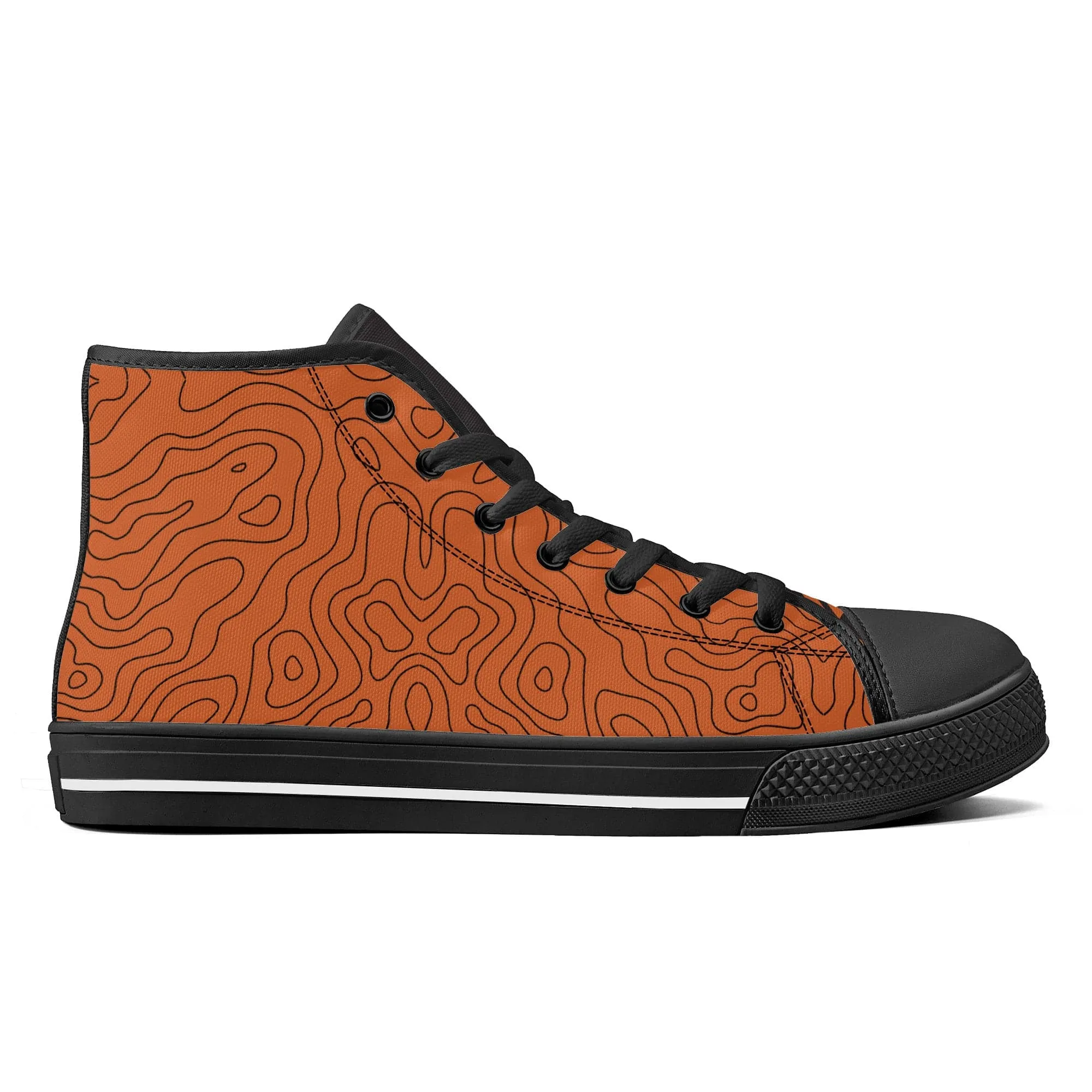 Copper Map High-Top Canvas Shoes - Black