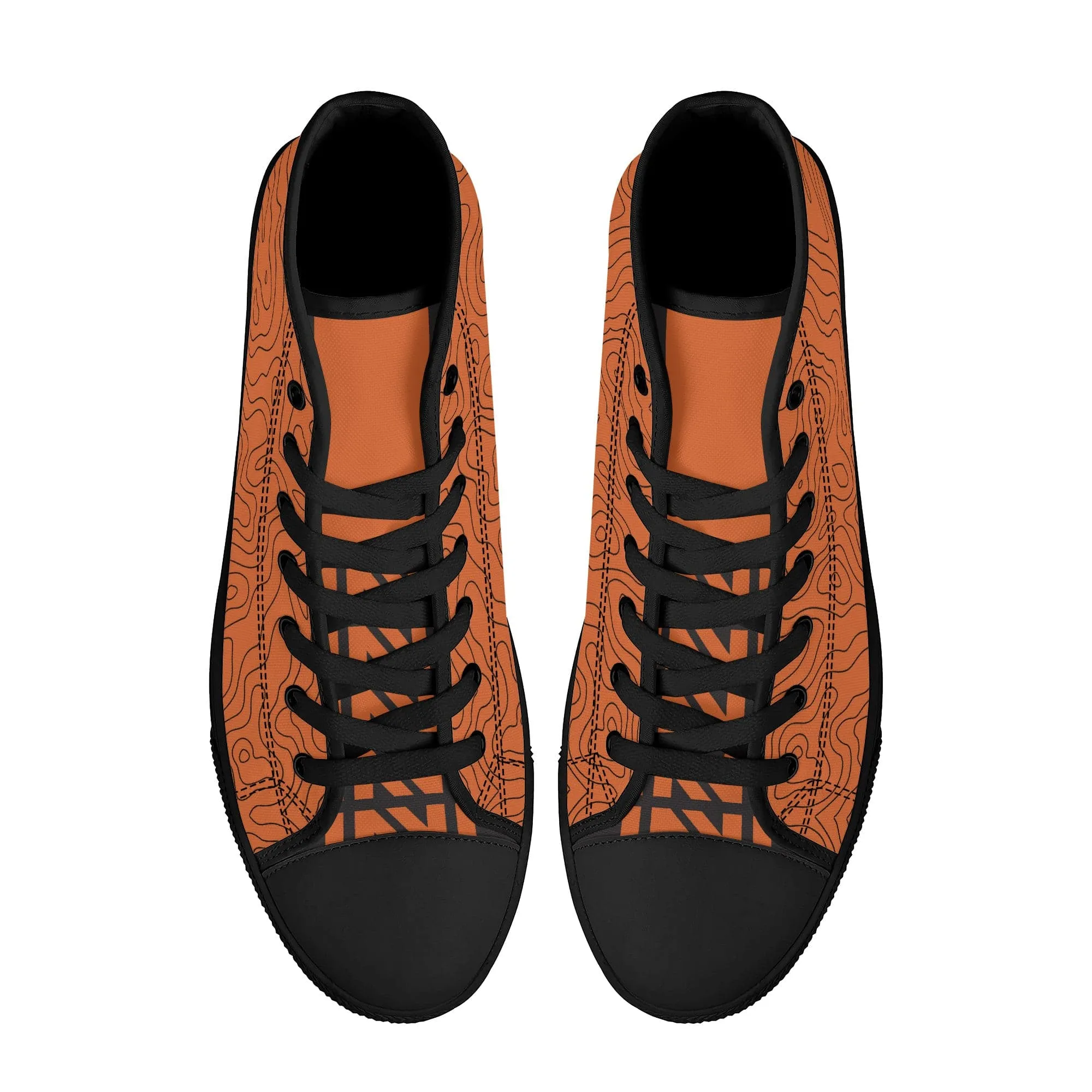 Copper Map High-Top Canvas Shoes - Black