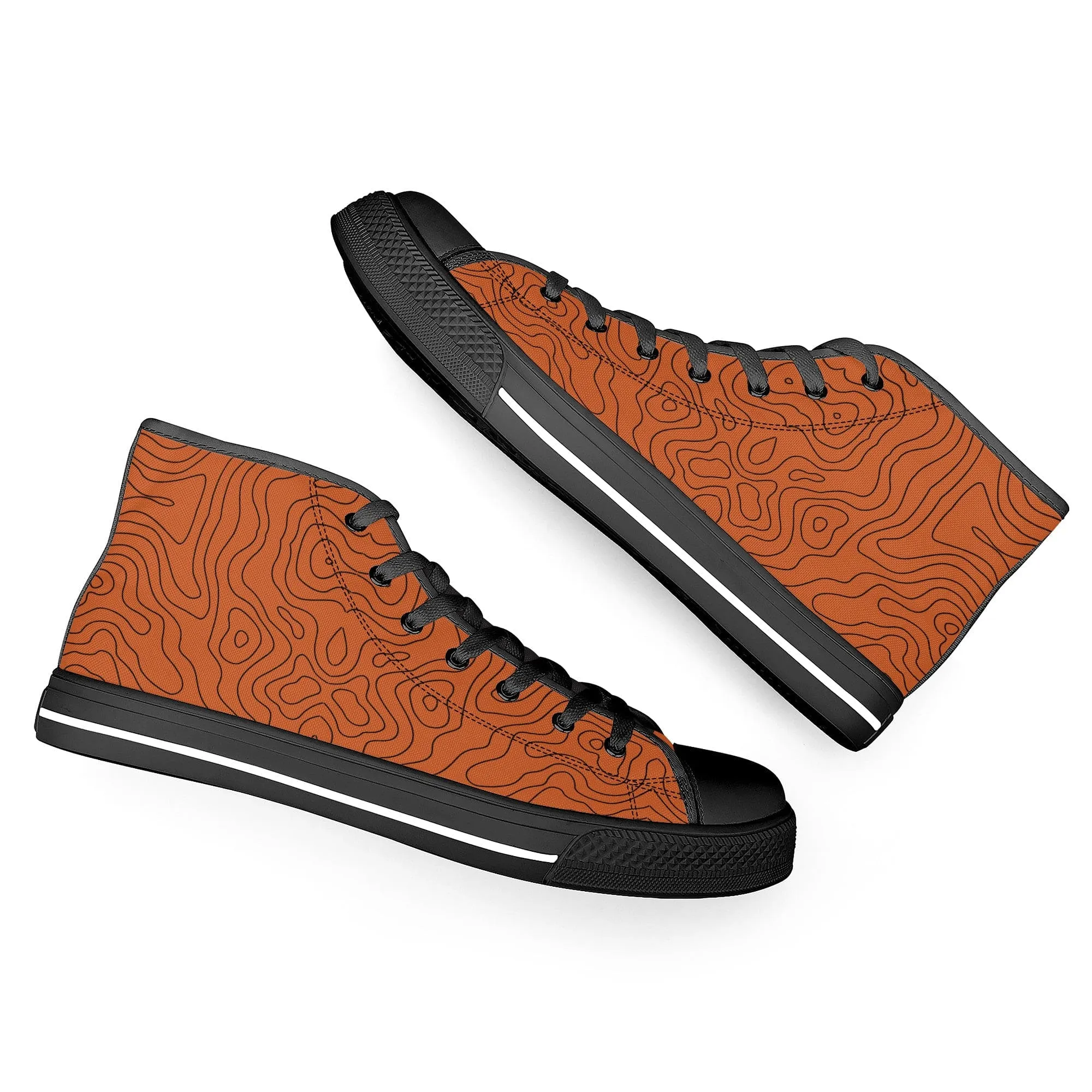 Copper Map High-Top Canvas Shoes - Black