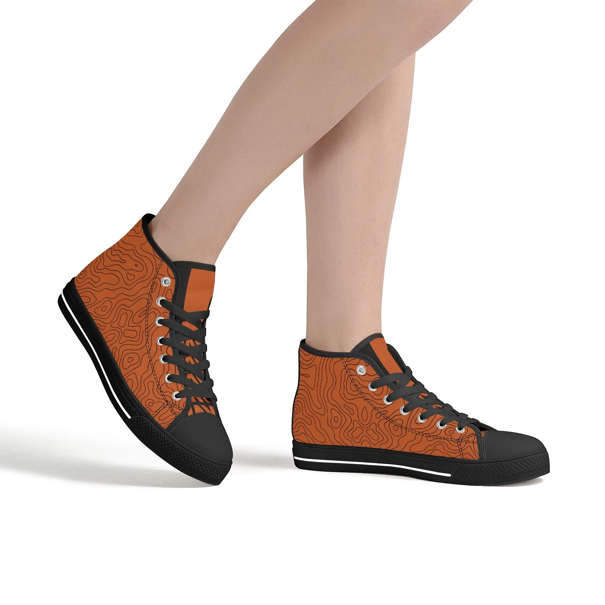 Copper Map High-Top Canvas Shoes - Black