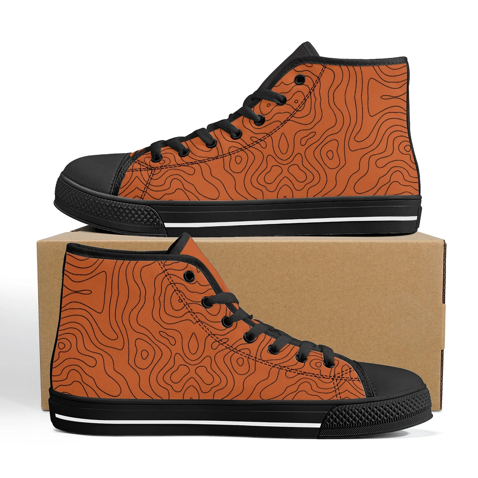 Copper Map High-Top Canvas Shoes - Black