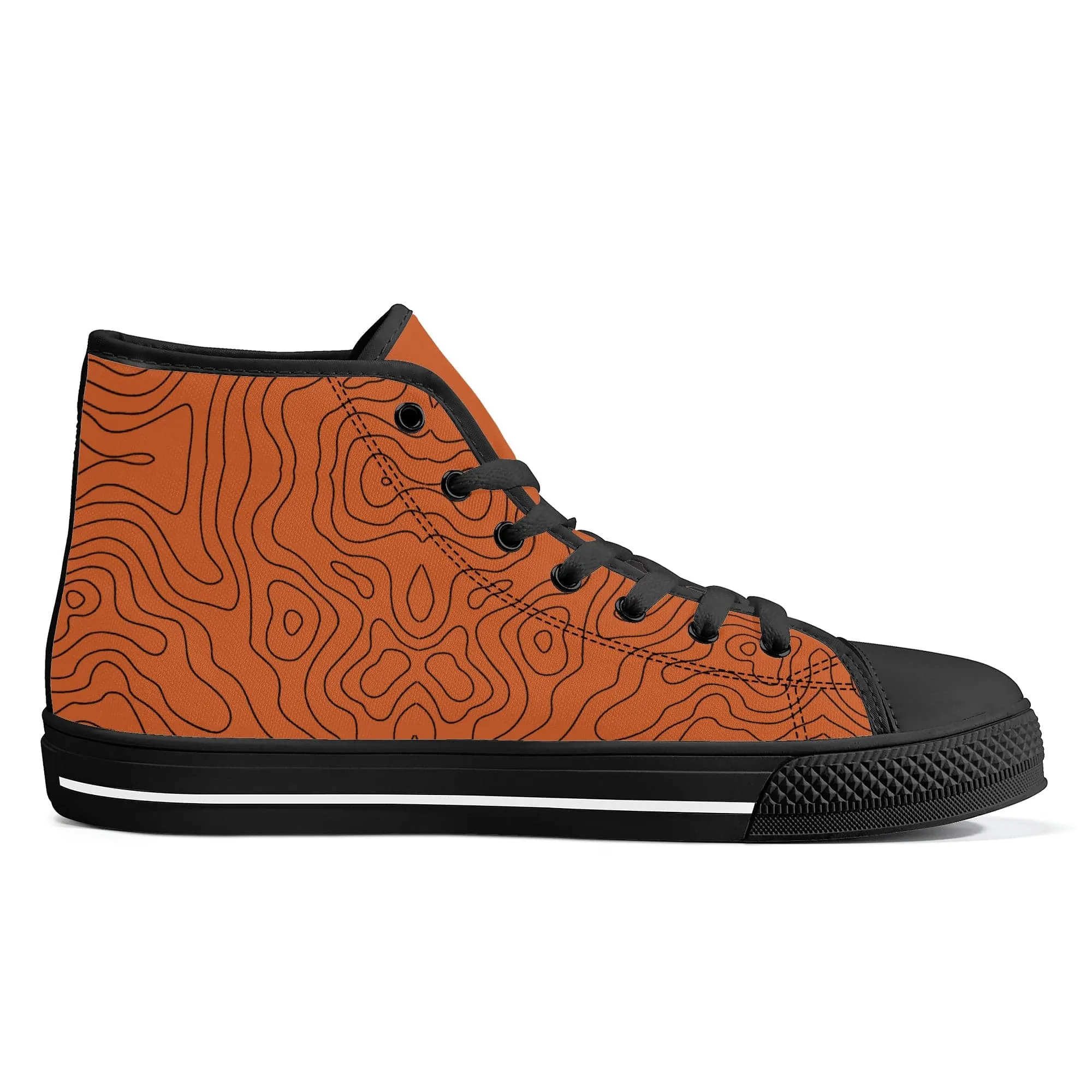 Copper Map High-Top Canvas Shoes - Black