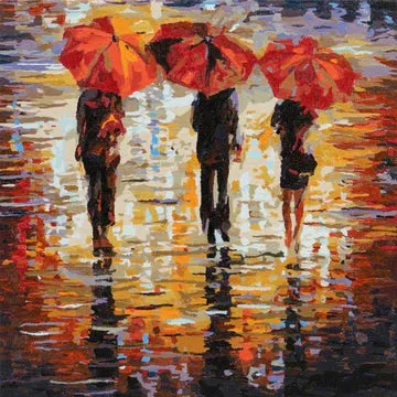 Craft Buddy Paint by Numbers Thomas Kinkade  "In the Rain" Canvas Kit