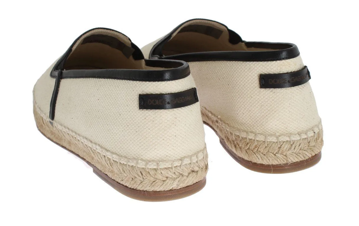 Cream White Canvas Logo Espadrilles