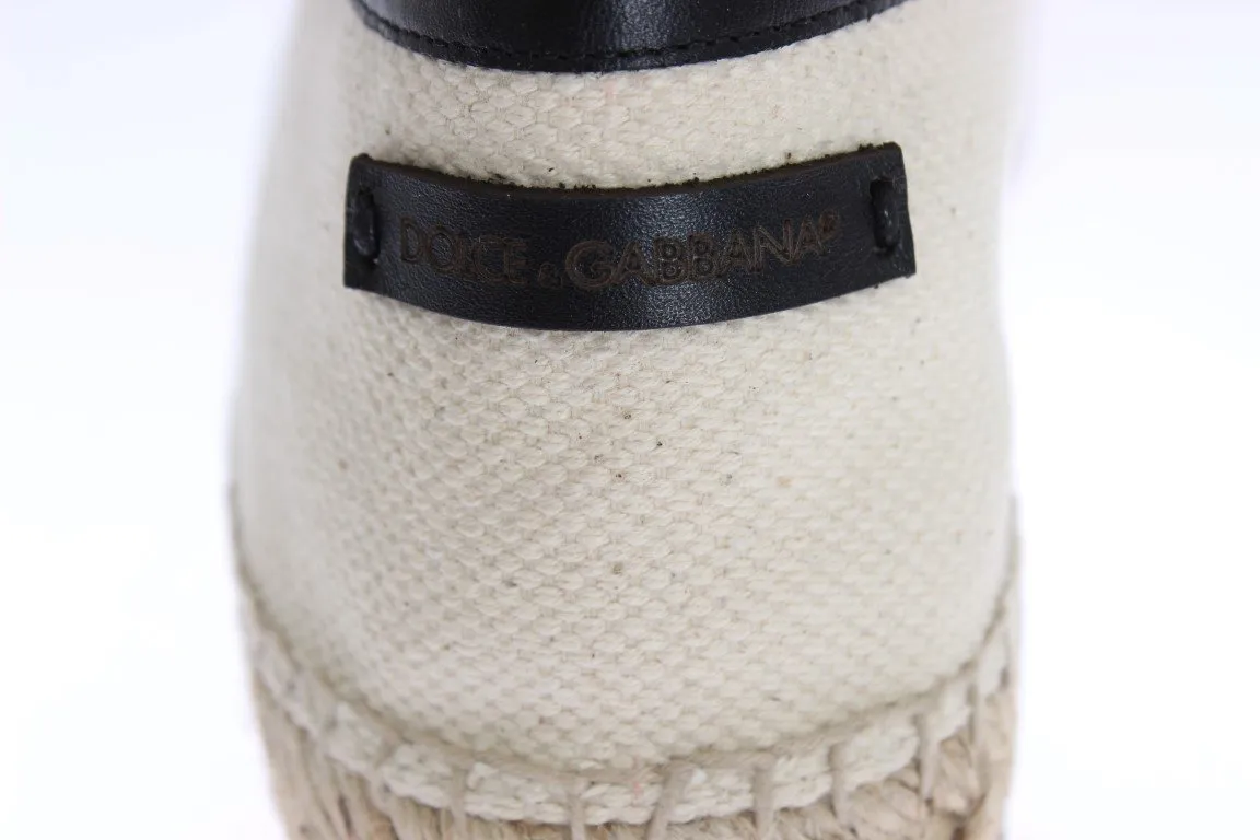Cream White Canvas Logo Espadrilles