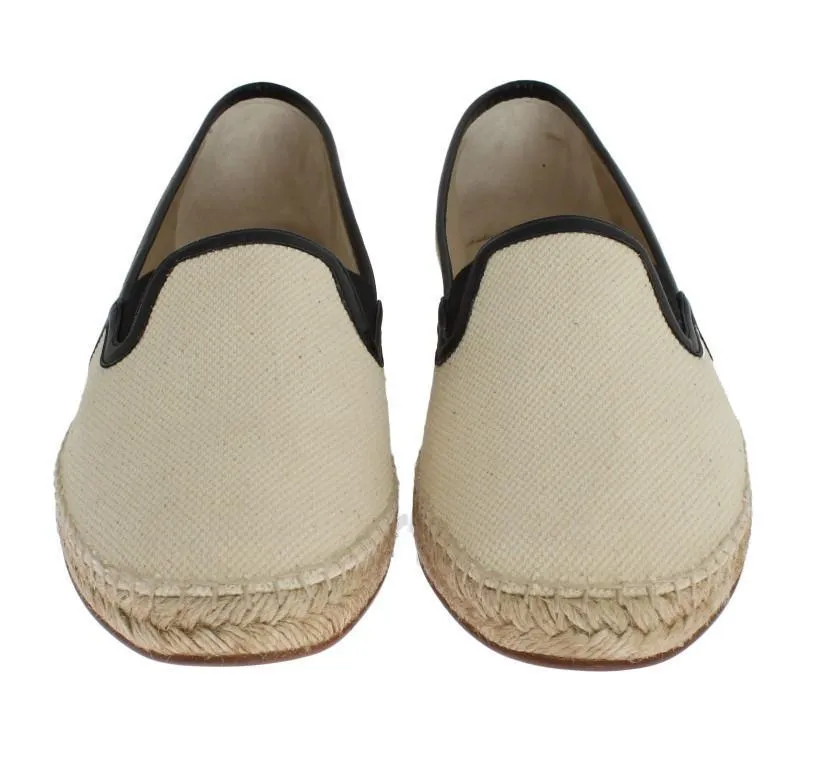Cream White Canvas Logo Espadrilles