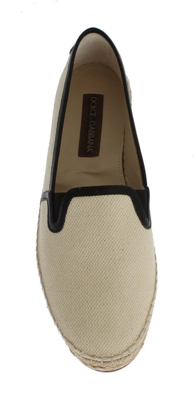Cream White Canvas Logo Espadrilles