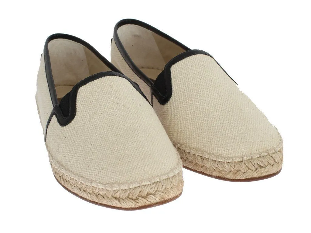 Cream White Canvas Logo Espadrilles