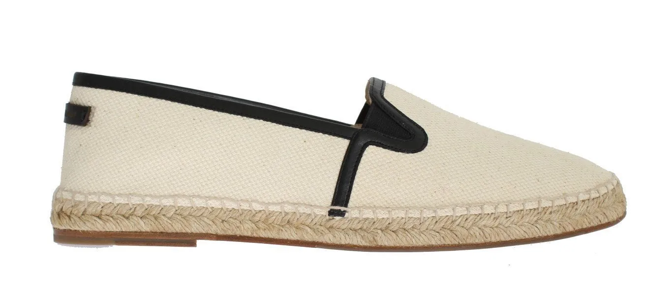 Cream White Canvas Logo Espadrilles