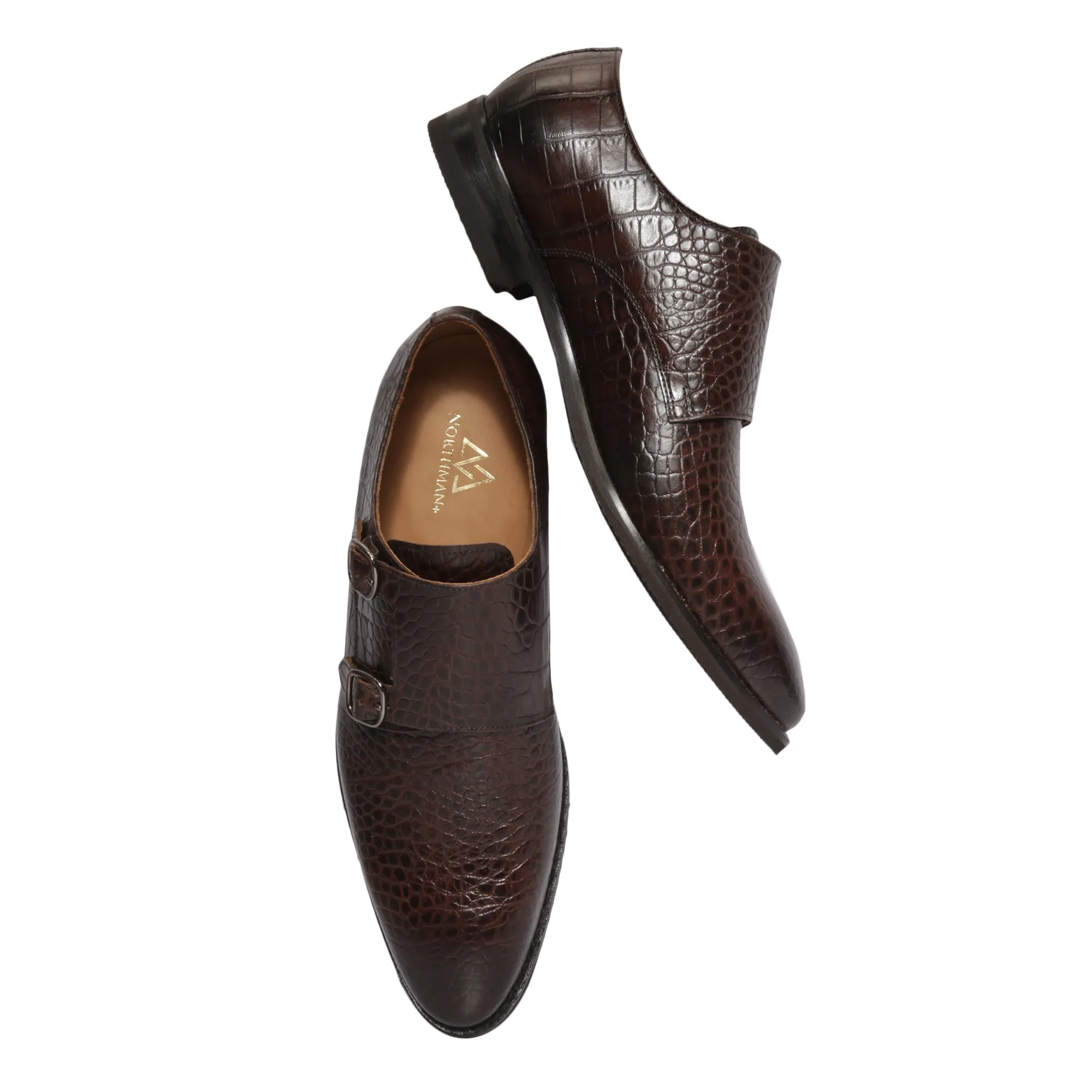 Croc Pattern Double Monkstraps : Double Monk