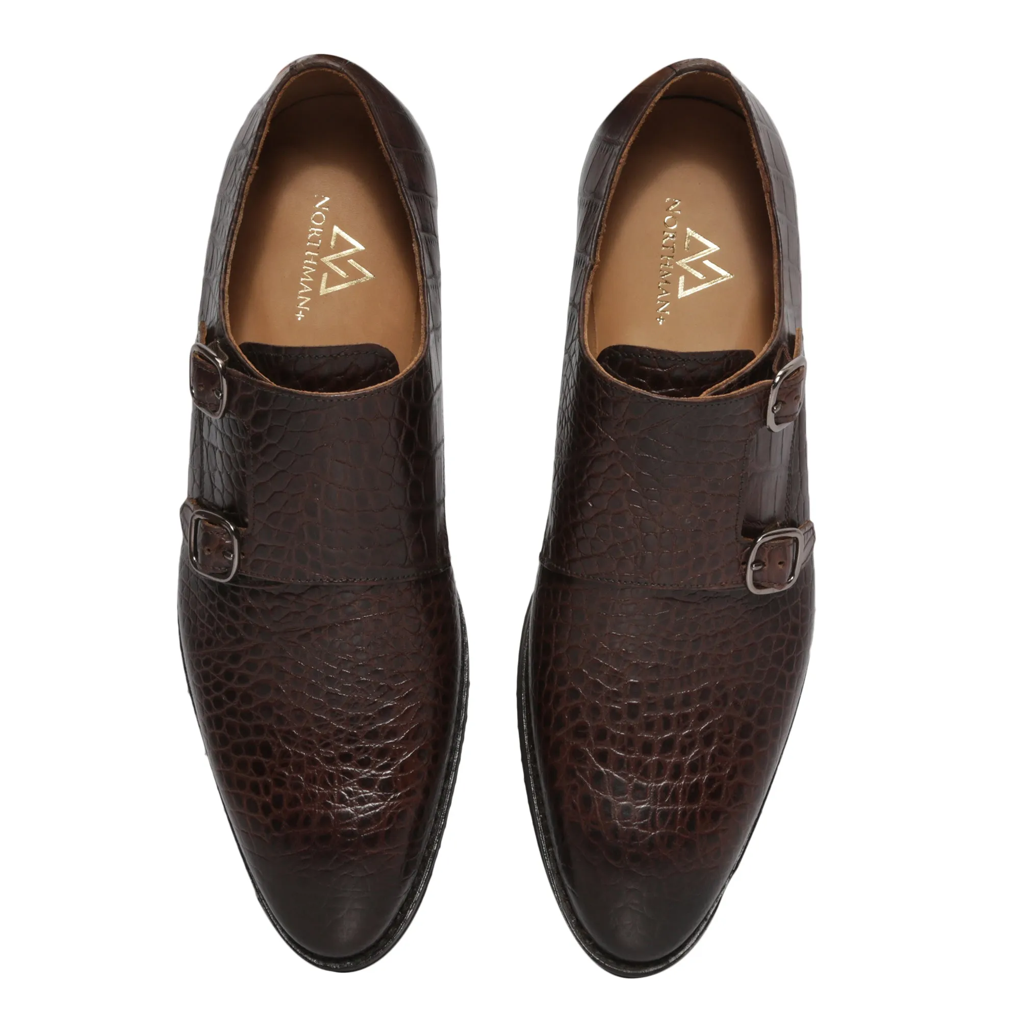 Croc Pattern Double Monkstraps : Double Monk