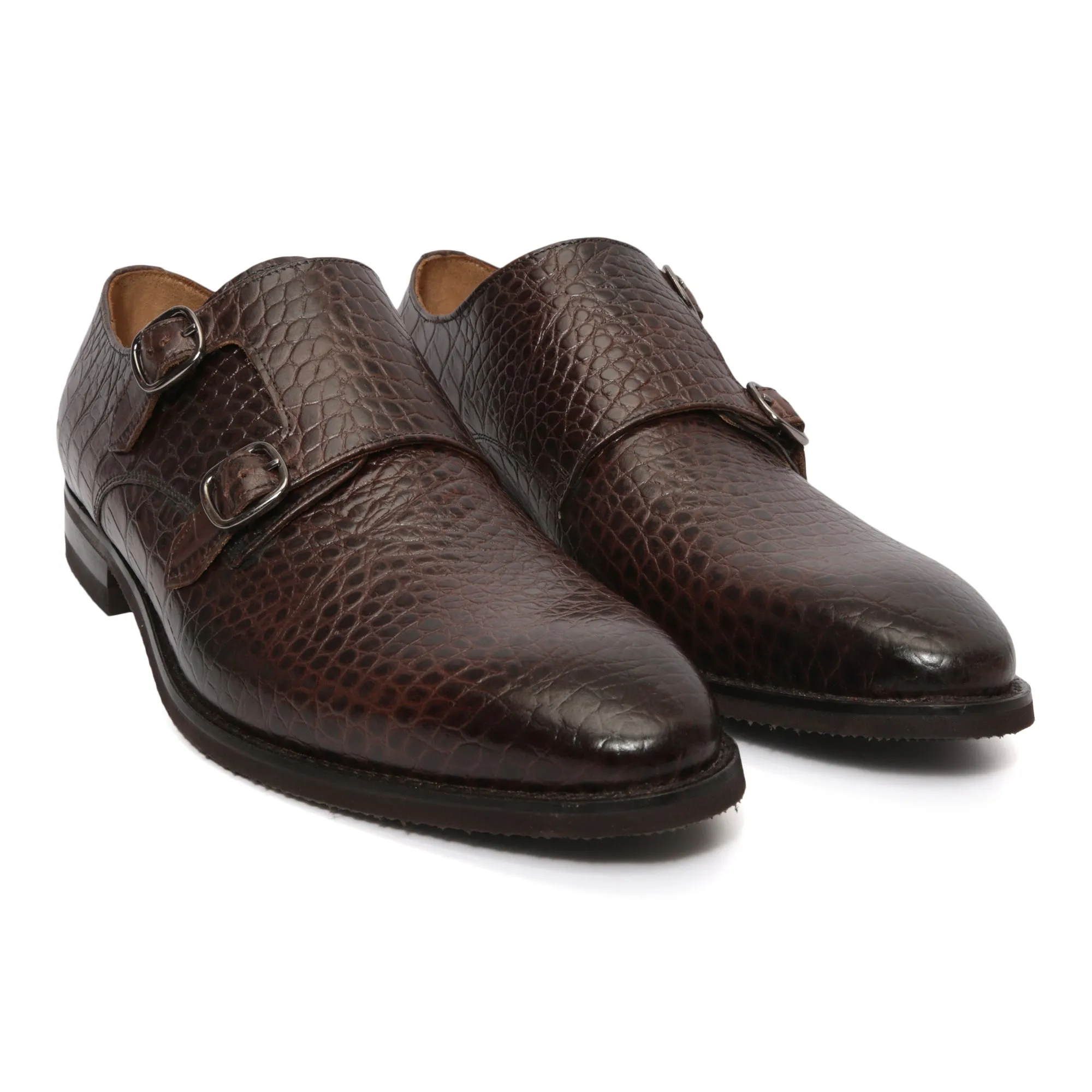 Croc Pattern Double Monkstraps : Double Monk