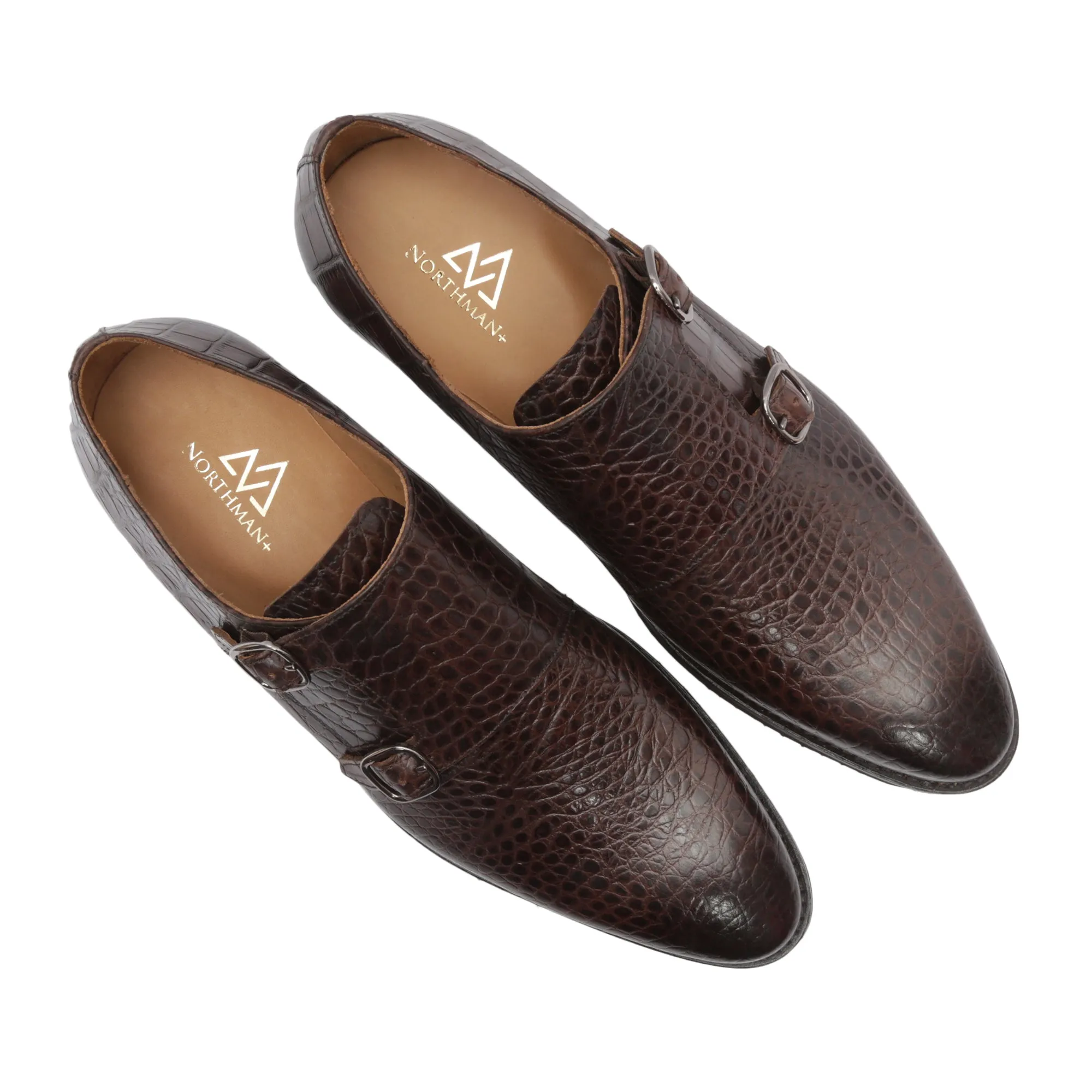 Croc Pattern Double Monkstraps : Double Monk