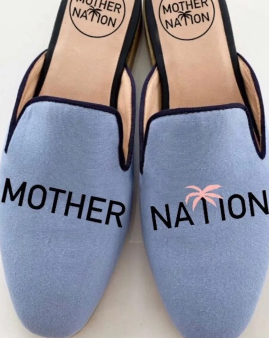 Custom Light Blue Canvas Mules