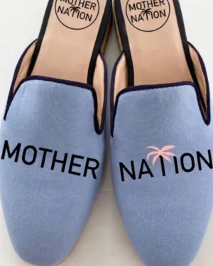 Custom Light Blue Canvas Mules