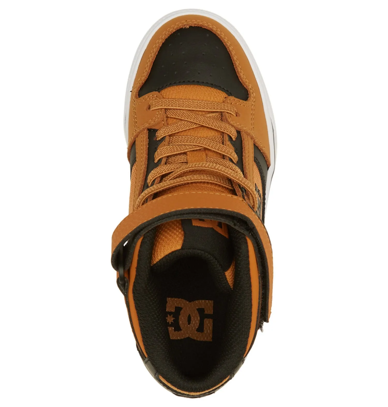 DC Pure High Top Elastic Lace Hightop in Wheat/Black: Size 1 to 7