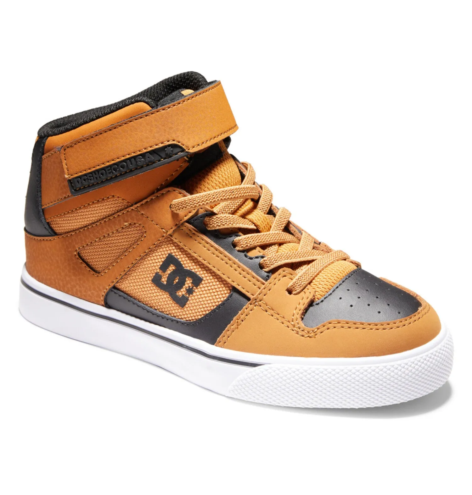 DC Pure High Top Elastic Lace Hightop in Wheat/Black: Size 1 to 7