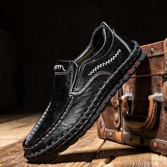 Designer Casual Shoes Men Wide Genuine Leather Loafers Flat Slip On Moccasins Male Sneakers Oxford Shoes Luxury High Quality