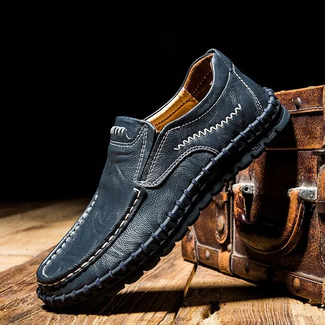 Designer Casual Shoes Men Wide Genuine Leather Loafers Flat Slip On Moccasins Male Sneakers Oxford Shoes Luxury High Quality