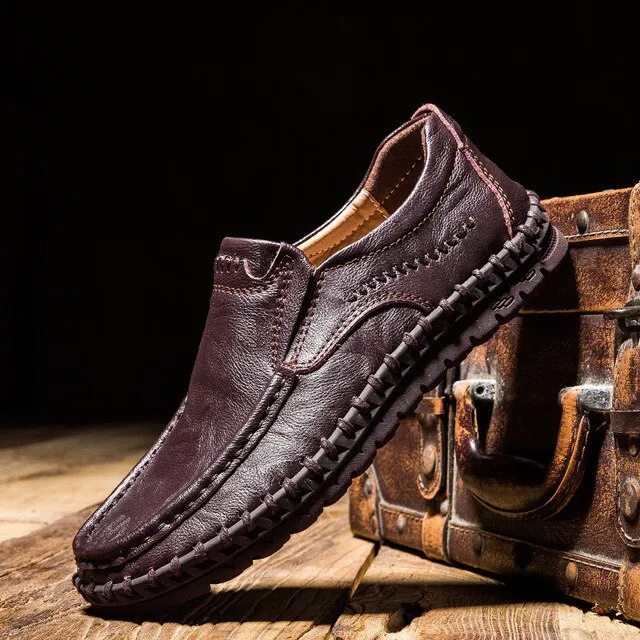 Designer Casual Shoes Men Wide Genuine Leather Loafers Flat Slip On Moccasins Male Sneakers Oxford Shoes Luxury High Quality