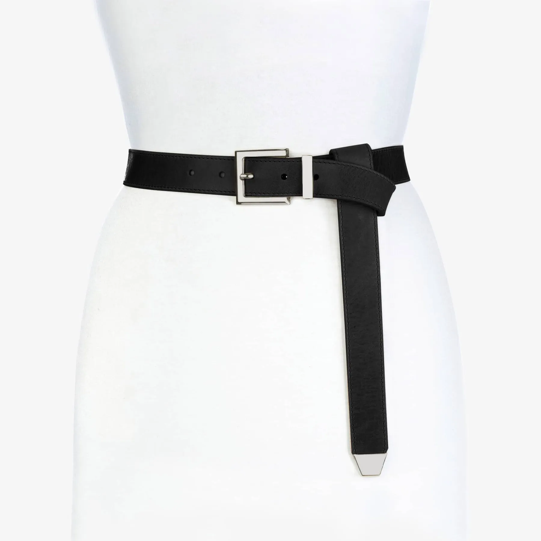 Dini Nappa Leather Belt | Black Silver