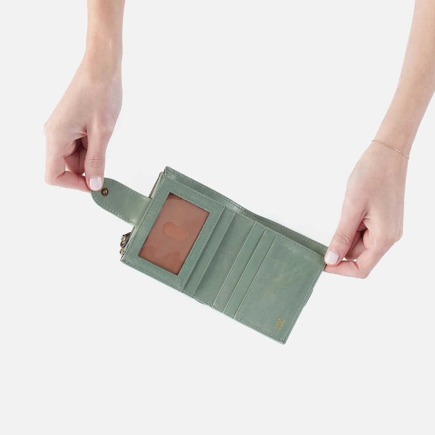 Dunn Mini Wallet In Polished Leather - Jade