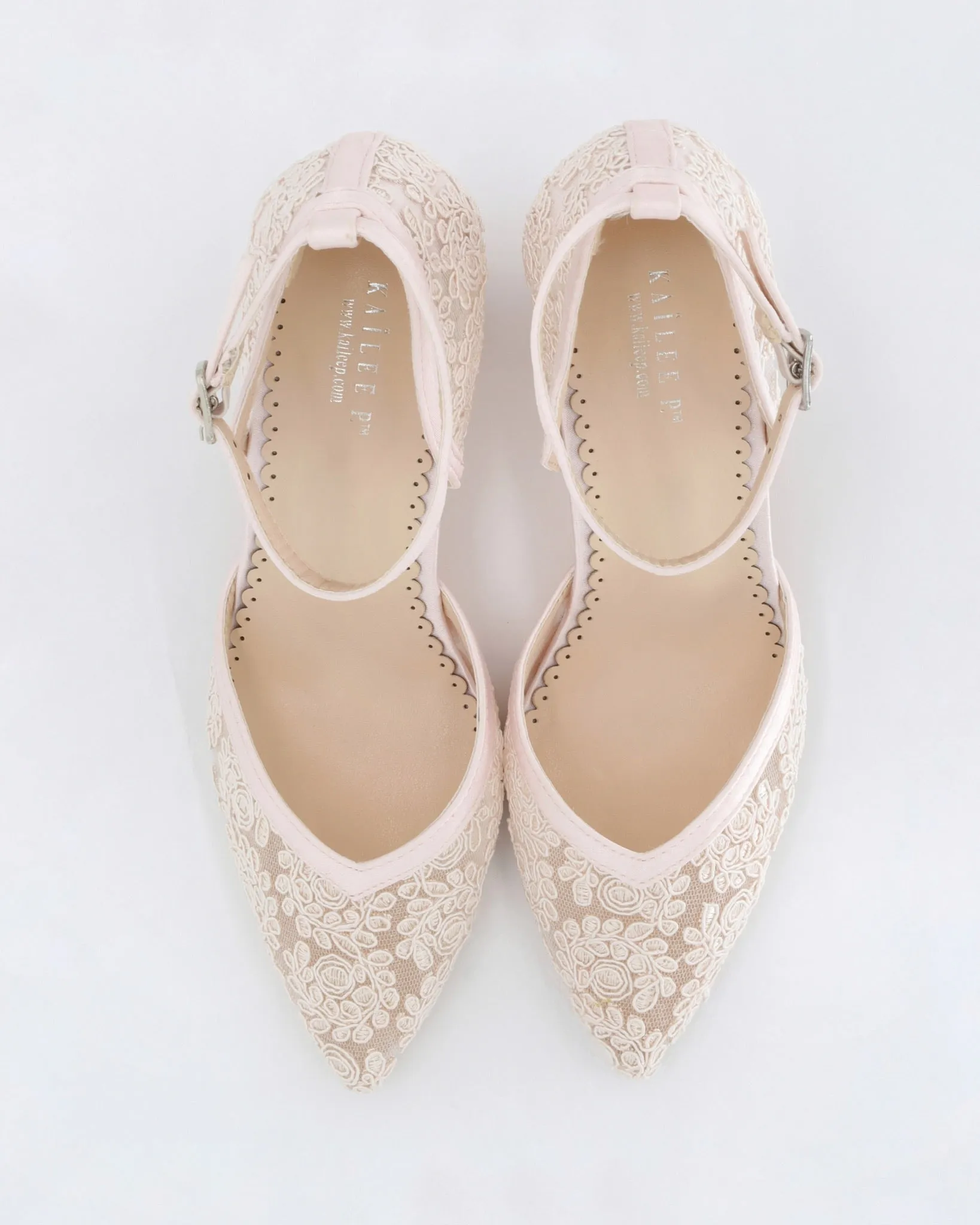 Dusty Pink Lace Block Heel Evening Shoes