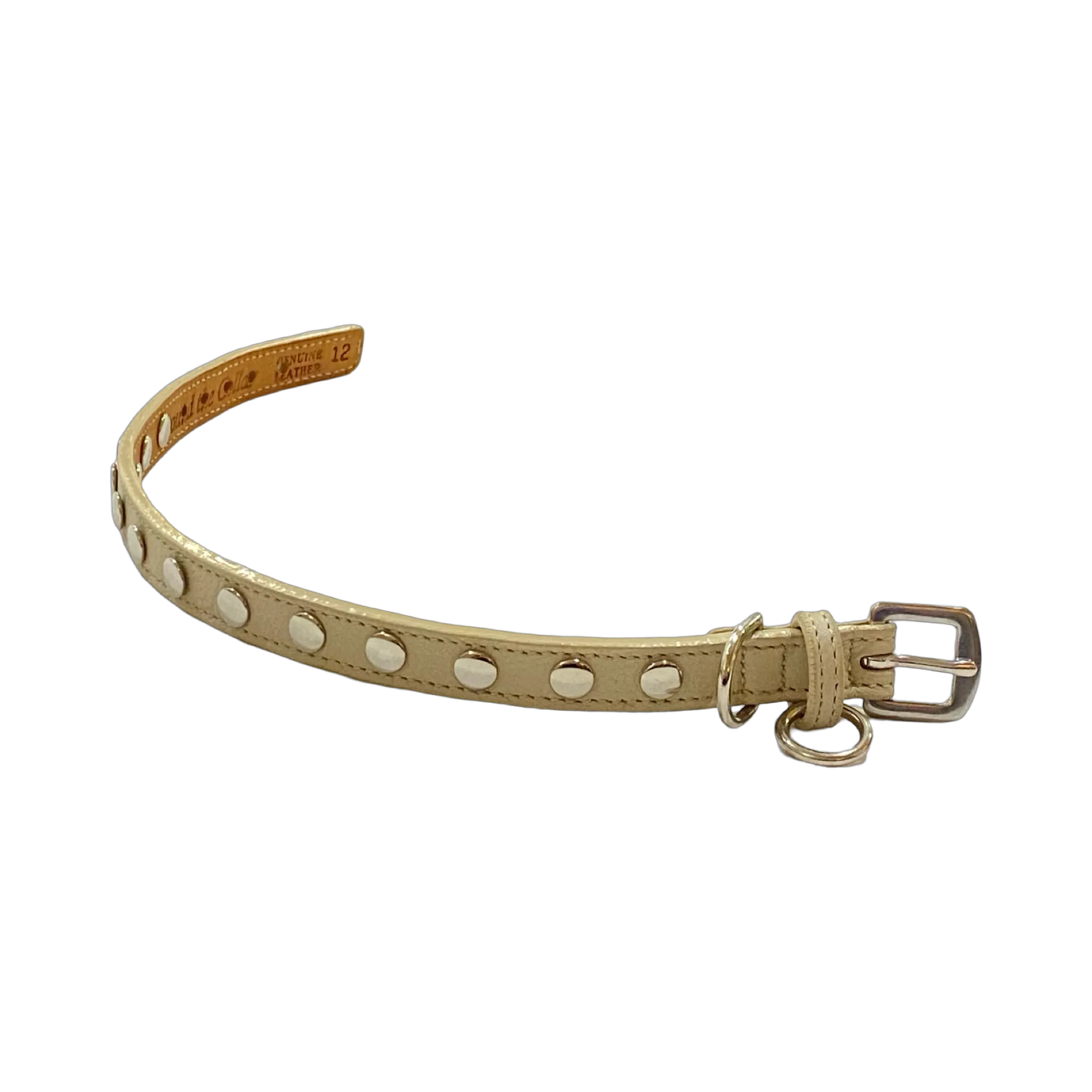 ELVIS Single Row Nickel Studs Leather Dog Collar
