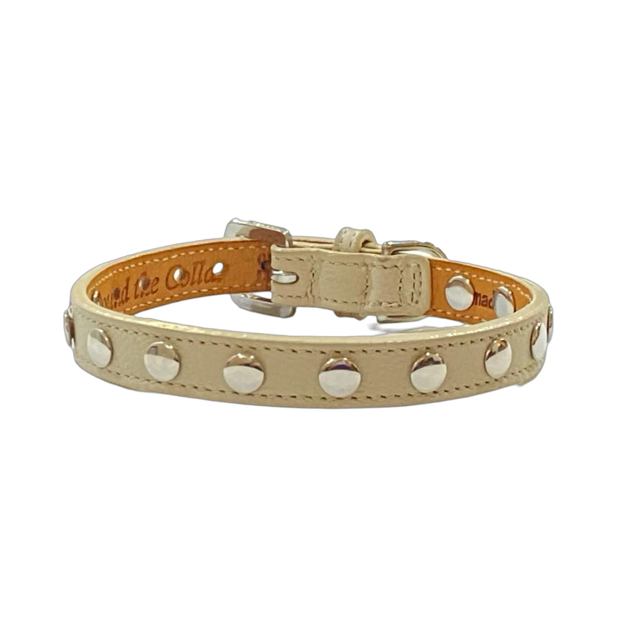 ELVIS Single Row Nickel Studs Leather Dog Collar