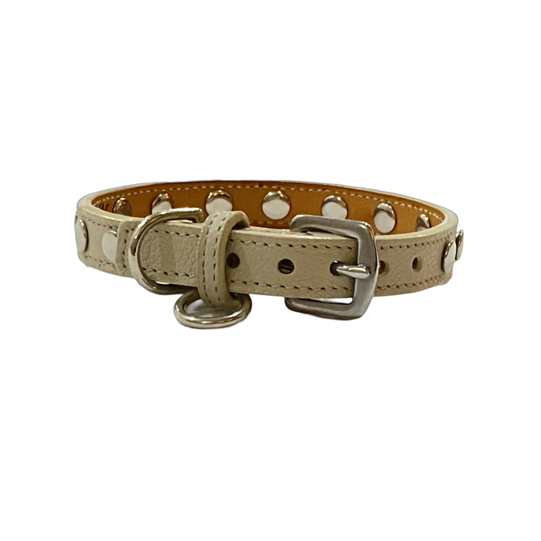 ELVIS Single Row Nickel Studs Leather Dog Collar