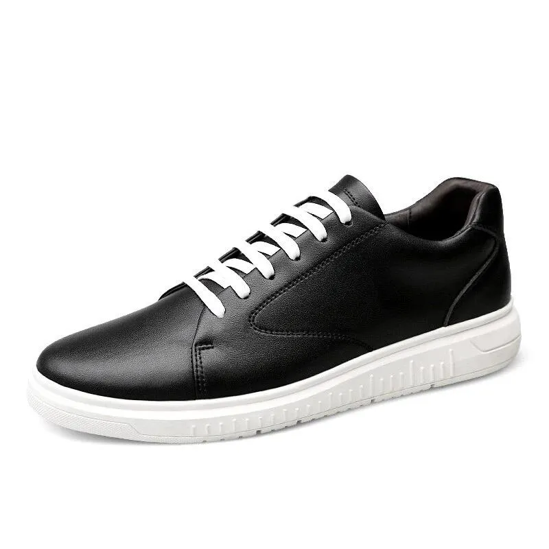 Fashion Brand Casual Men genuine Leather Shoes outdoor lace up Male Casual Shoes Breathable Sneakers Mens Moccasins black White