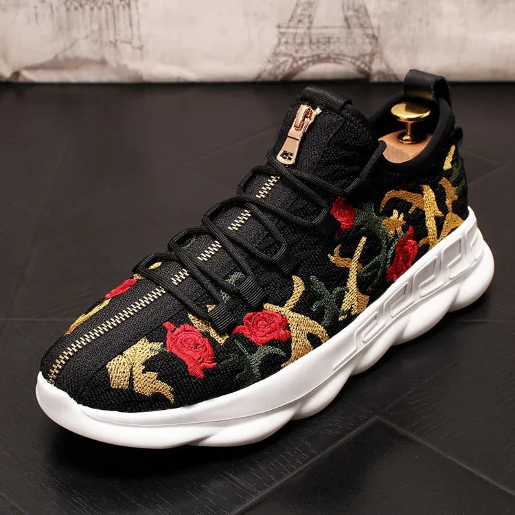 Fashion Knited Men Sneakers Unisex Light Autumn Hip Hop Colored embroidery Footwear Breathable Casual Shoes Zapatillas Hombre