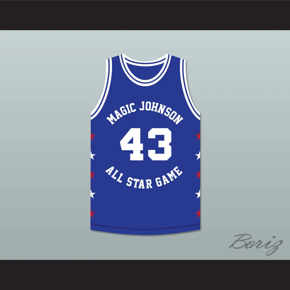 Frank Brickowski 43 Magic Johnson All Star Game Blue Basketball Jersey 1989 Midsummer Night's Magic Charity Event