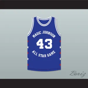 Frank Brickowski 43 Magic Johnson All Star Game Blue Basketball Jersey 1989 Midsummer Night's Magic Charity Event