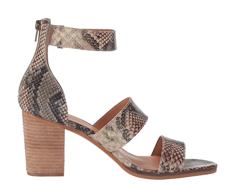 Frye and Co. Women's Bryn Stitch Sandal Heeled Snake Print 3471463 TSN